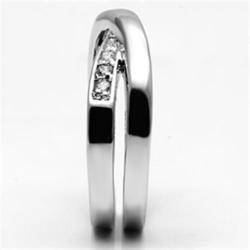3W287 - Rhodium Brass Ring with AAA Grade CZ in Clear