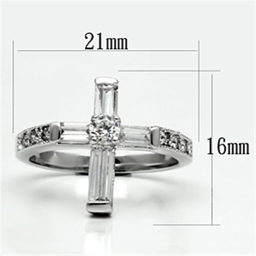 3W288 - Rhodium Brass Ring with AAA Grade CZ in Clear