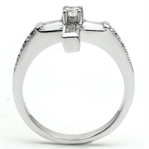 3W288 - Rhodium Brass Ring with AAA Grade CZ in Clear