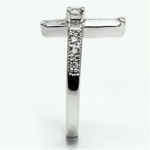 3W288 - Rhodium Brass Ring with AAA Grade CZ in Clear