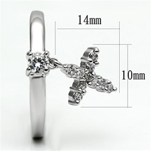 3W293 - Rhodium Brass Ring with AAA Grade CZ in Clear