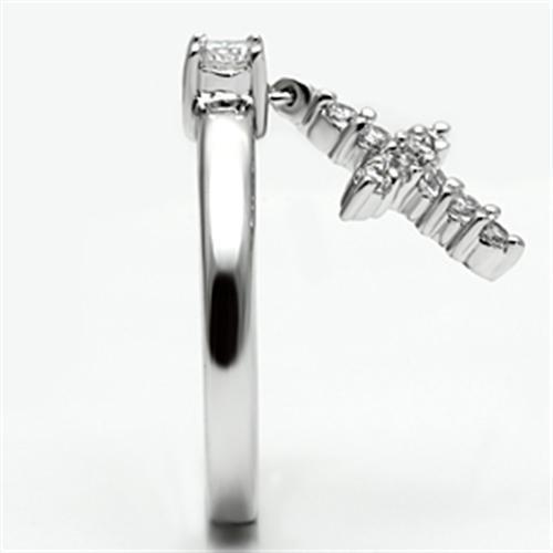 3W293 - Rhodium Brass Ring with AAA Grade CZ in Clear