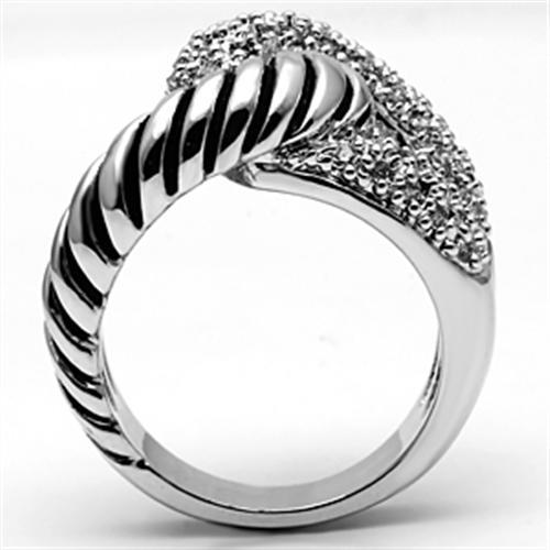 3W298 - Rhodium Brass Ring with AAA Grade CZ in Clear