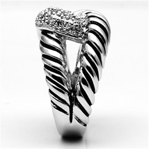 3W298 - Rhodium Brass Ring with AAA Grade CZ in Clear