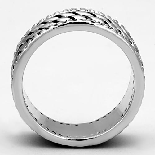 3W306 - Rhodium Brass Ring with AAA Grade CZ in Clear