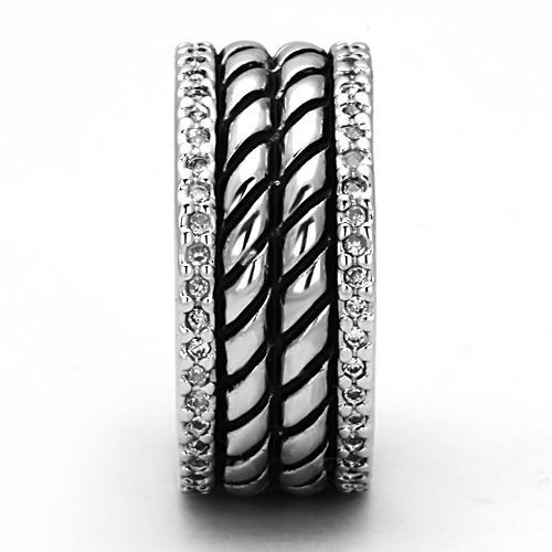 3W306 - Rhodium Brass Ring with AAA Grade CZ in Clear