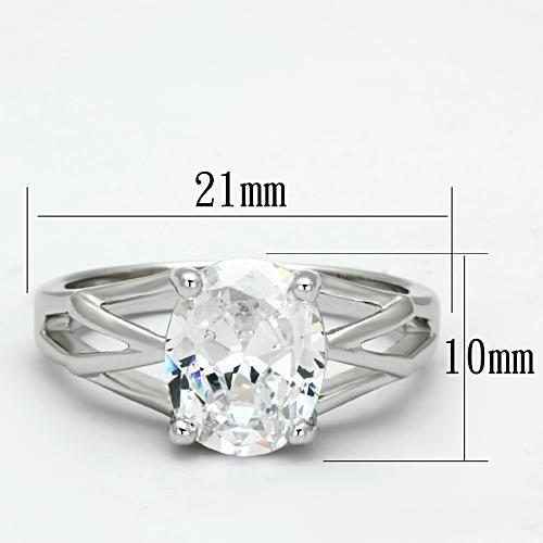 3W308 - Rhodium Brass Ring with AAA Grade CZ in Clear
