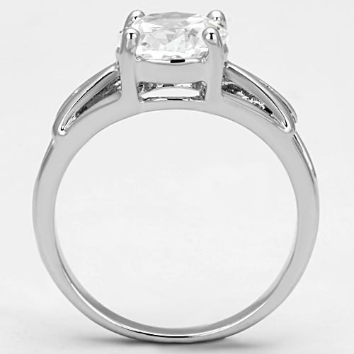 3W308 - Rhodium Brass Ring with AAA Grade CZ in Clear