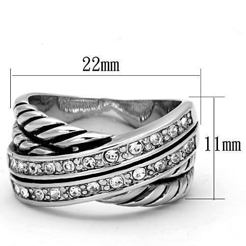 3W311 - Rhodium Brass Ring with Top Grade Crystal in Clear