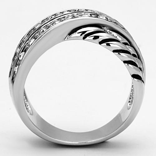 3W311 - Rhodium Brass Ring with Top Grade Crystal in Clear