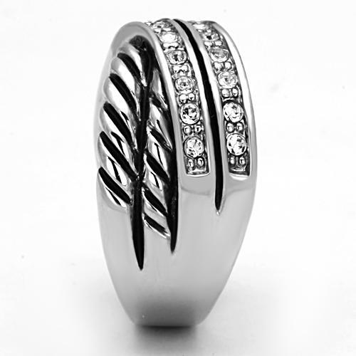 3W311 - Rhodium Brass Ring with Top Grade Crystal in Clear