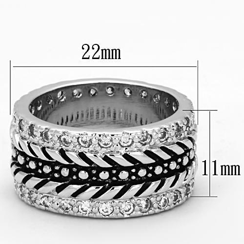 3w315 - Rhodium Brass Ring with AAA Grade CZ in Clear