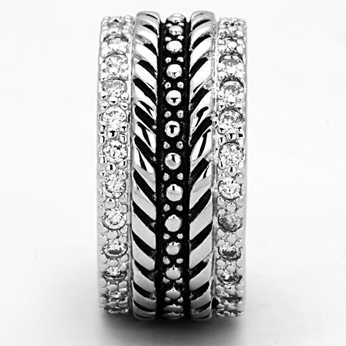 3w315 - Rhodium Brass Ring with AAA Grade CZ in Clear