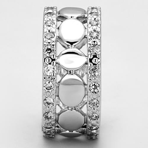 3w319 - Rhodium Brass Ring with AAA Grade CZ in Clear