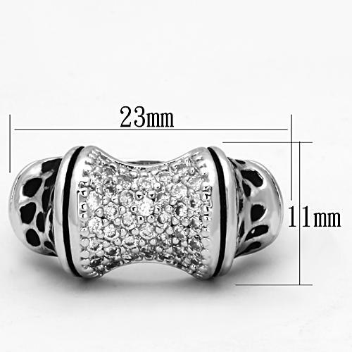 3W324 - Rhodium Brass Ring with AAA Grade CZ in Clear