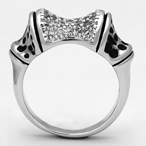 3W324 - Rhodium Brass Ring with AAA Grade CZ in Clear