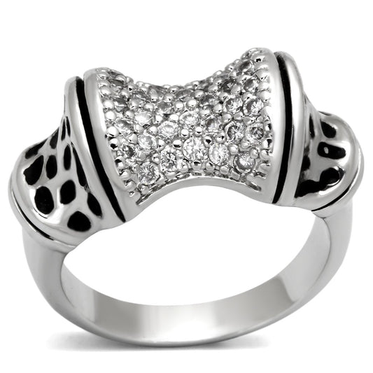 3W324 - Rhodium Brass Ring with AAA Grade CZ in Clear