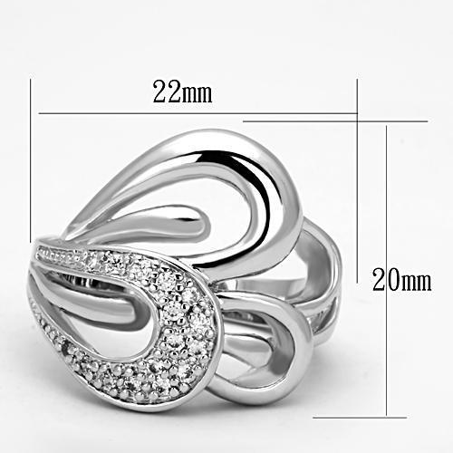 3W325 - Rhodium Brass Ring with AAA Grade CZ in Clear