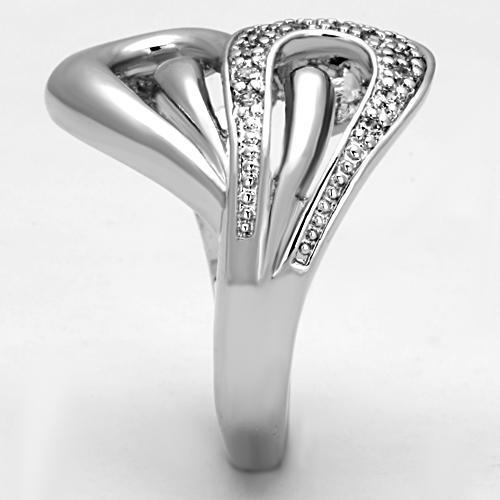 3W325 - Rhodium Brass Ring with AAA Grade CZ in Clear