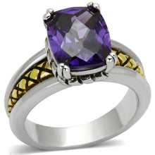 3W331 - Reverse Two-Tone Brass Ring with AAA Grade CZ  in Amethyst