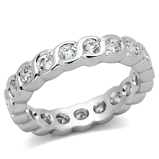 3W462 - Rhodium Brass Ring with AAA Grade CZ in Clear