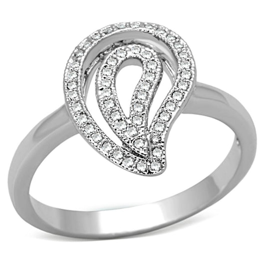 3W463 - Rhodium Brass Ring with AAA Grade CZ in Clear