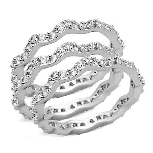 3W508 - Rhodium Brass Ring with AAA Grade CZ in Clear