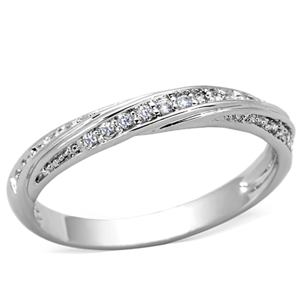 3W510 - Rhodium Brass Ring with AAA Grade CZ in Clear