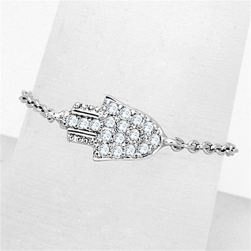 3W515 - Rhodium Brass Ring with AAA Grade CZ in Clear
