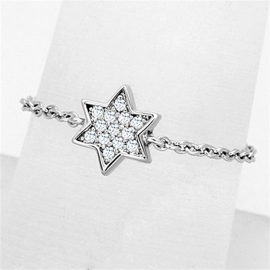 3W517 - Rhodium Brass Ring with AAA Grade CZ in Clear