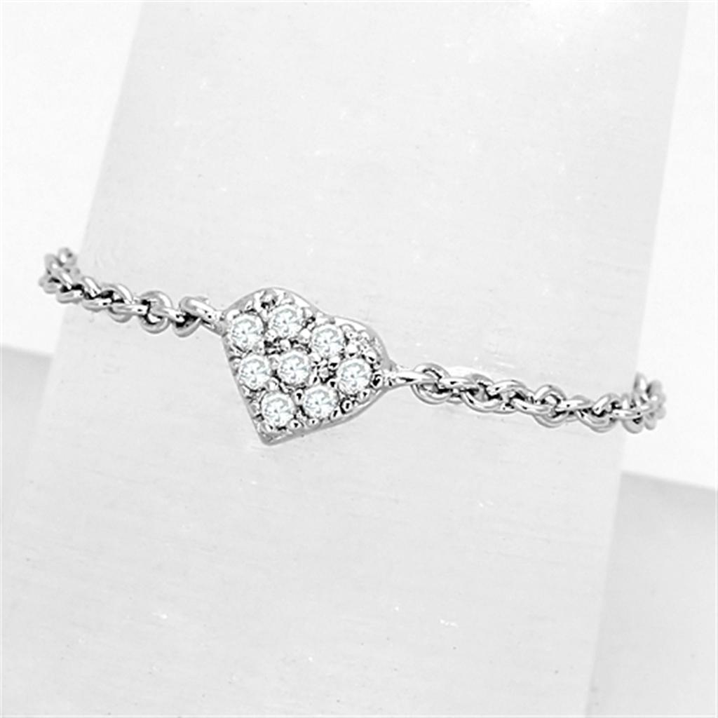 3W518 - Rhodium Brass Ring with AAA Grade CZ in Clear
