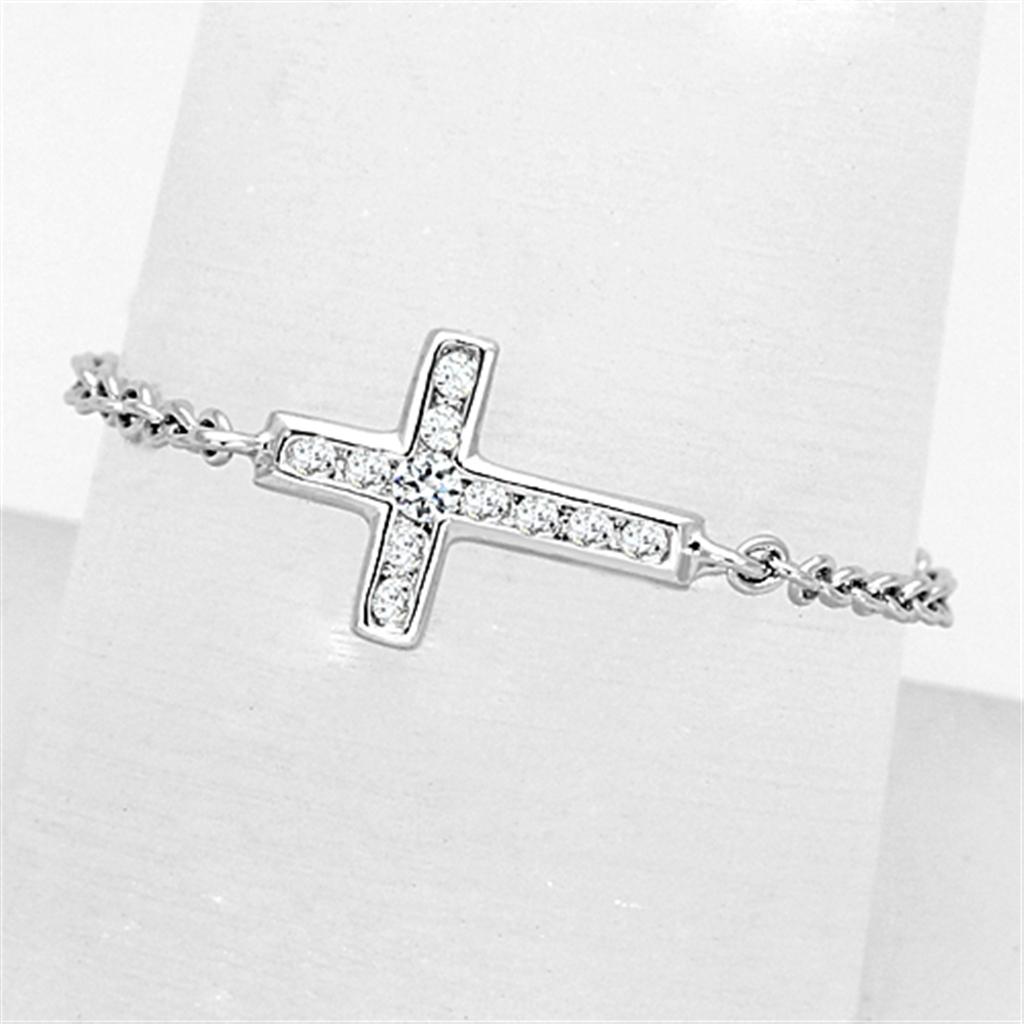 3W519 - Rhodium Brass Ring with AAA Grade CZ in Clear