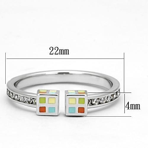 3W525 - Rhodium Brass Ring with AAA Grade CZ in Clear