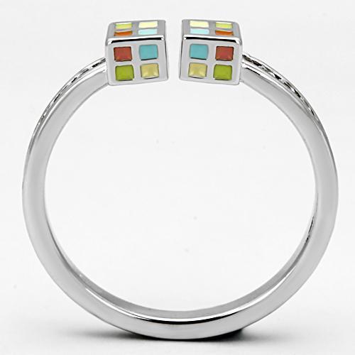 3W525 - Rhodium Brass Ring with AAA Grade CZ in Clear