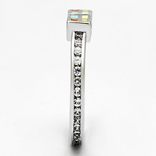 3W525 - Rhodium Brass Ring with AAA Grade CZ in Clear