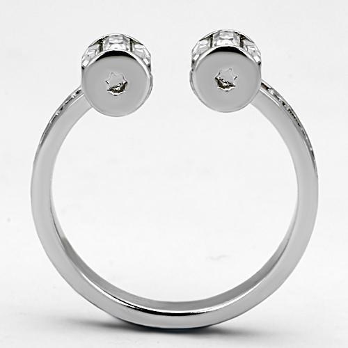 3W526 - Rhodium Brass Ring with Top Grade Crystal in Clear