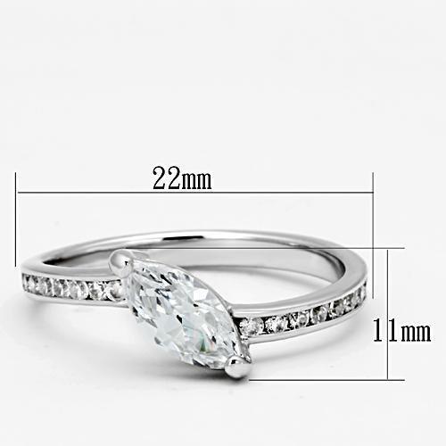 3W528 - Rhodium Brass Ring with AAA Grade CZ in Clear