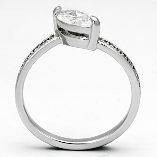 3W528 - Rhodium Brass Ring with AAA Grade CZ in Clear
