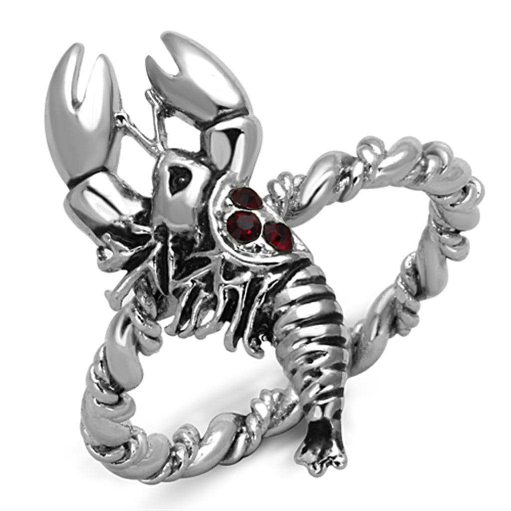 3W563 - Rhodium Brass Ring with Top Grade Crystal in Siam