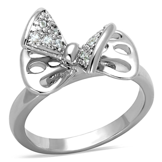 3W570 - Rhodium Brass Ring with AAA Grade CZ in Clear
