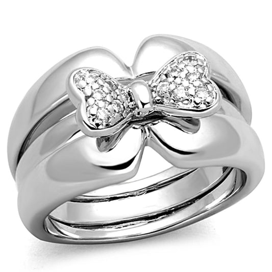 3W571 - Rhodium Brass Ring with AAA Grade CZ in Clear