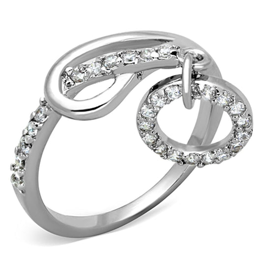 3W577 - Rhodium Brass Ring with AAA Grade CZ in Clear