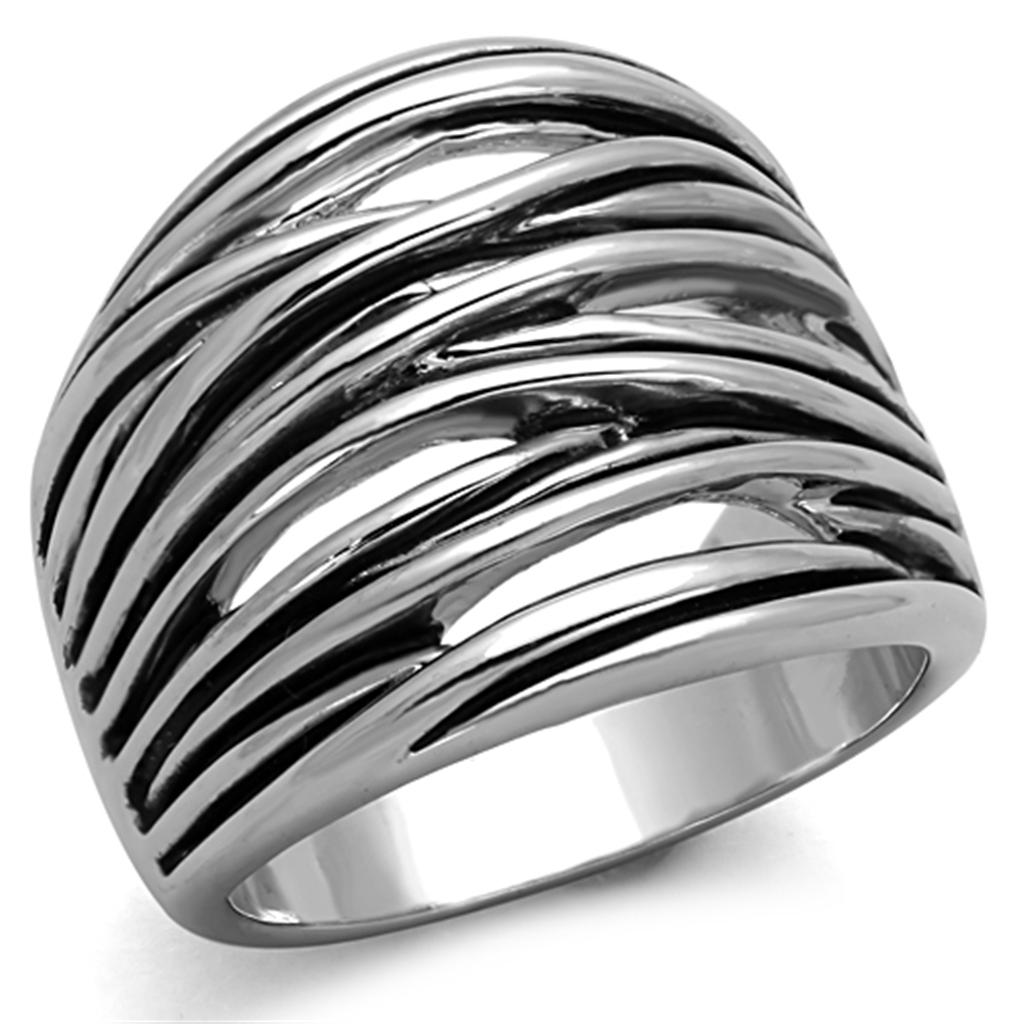 3W596 - Rhodium Brass Ring with Epoxy in Jet