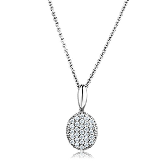 3W716 - Rhodium Brass Chain Pendant with AAA Grade CZ in Clear
