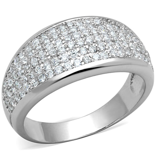 3W730 - Rhodium Brass Ring with AAA Grade CZ in Clear