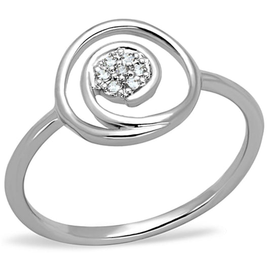 3W765 - Rhodium Brass Ring with AAA Grade CZ in Clear