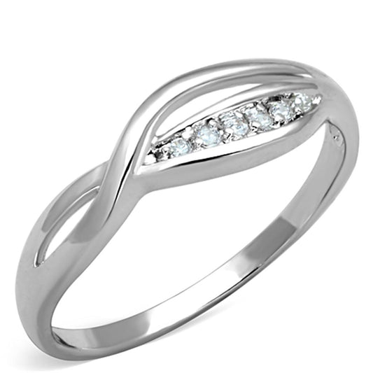 3W768 - Rhodium Brass Ring with AAA Grade CZ in Clear
