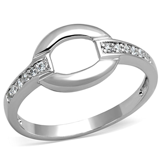 3W790 - Rhodium Brass Ring with AAA Grade CZ in Clear