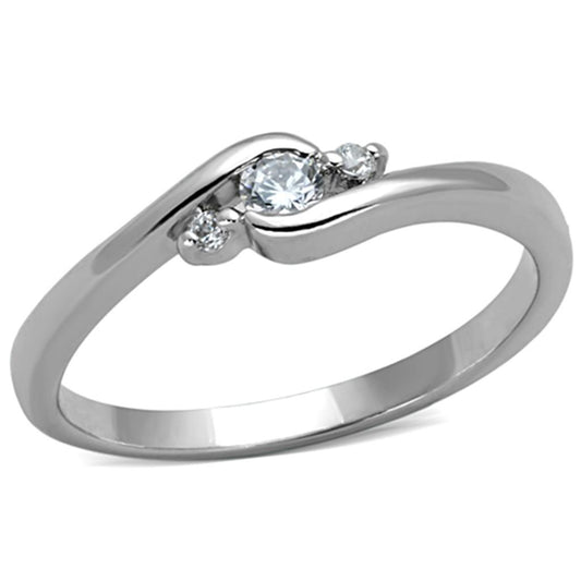 3W822 - Rhodium Brass Ring with AAA Grade CZ in Clear