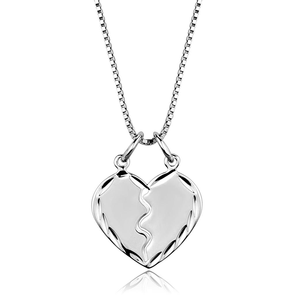 3W842 - Rhodium Brass Chain Pendant with No Stone